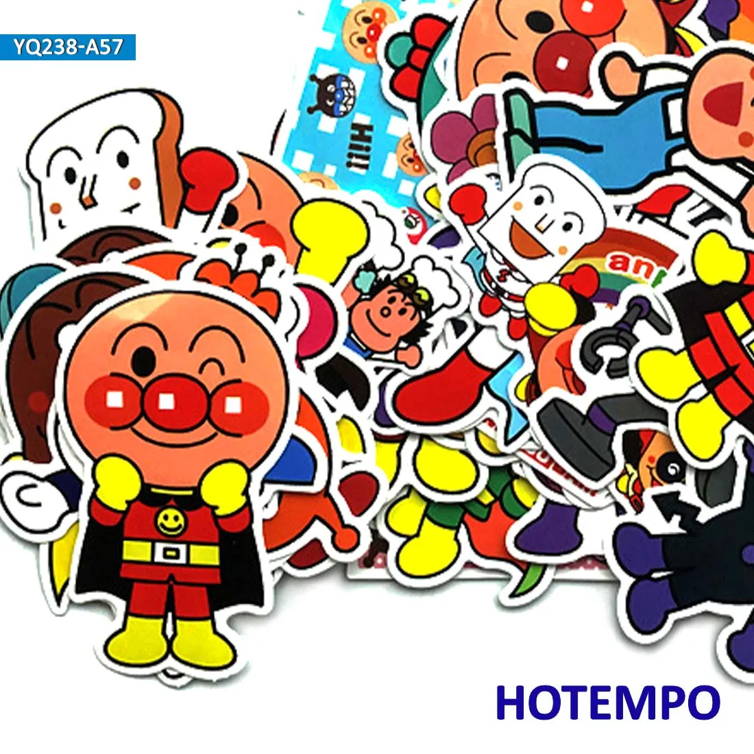 57 шт. Kawaii аниме Anpanman Dokin-chan Baikinman наклейки для DIY мобильного телефона ноутбука чемодан скейтборд наклейки