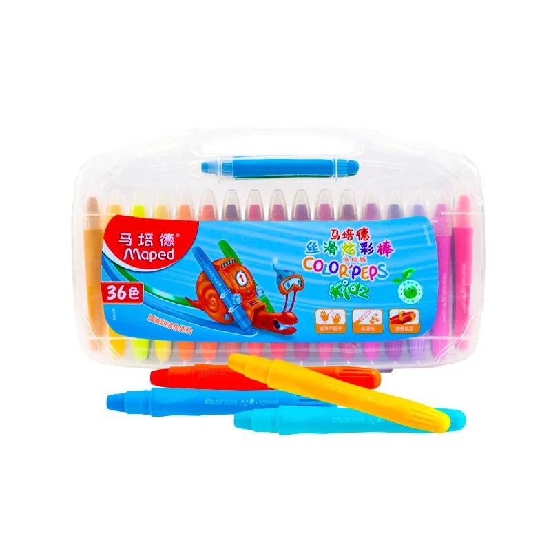 

MAPED Crayon 36 Color Spin Rod Rotating Water-Soluble Crayon Children Brush Coloured Drawing Set-Washing