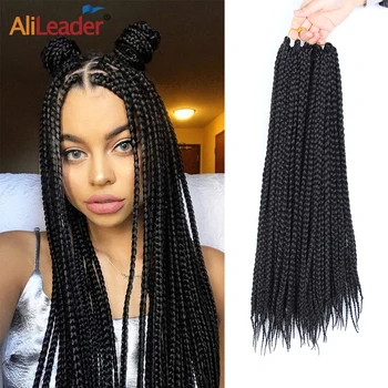 

Alileader 22 Strands/Pcs Box Braids Hair Synthetic Hair For Braid Natural Twist Crochet Braids Afro Fake Braiding Hairs Black