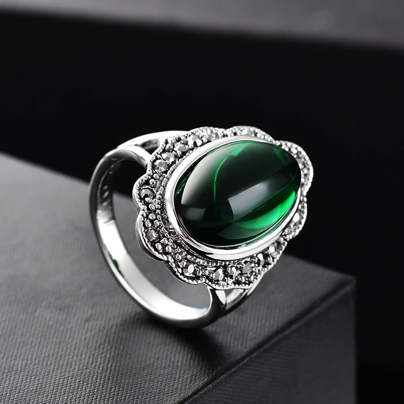 Kinel Винтажное кольцо с зеленым камнем античное серебро модное Бохо серое Кристальное кольцо для женщин Свадебное Украшение бижутерия Новинка