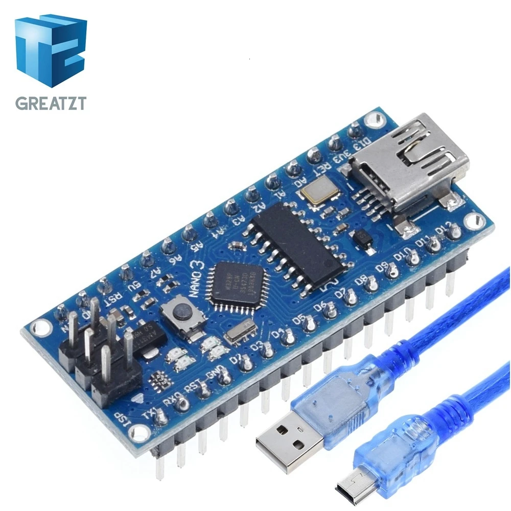 GREATZT 1 шт. мини USB с Загрузчиком Nano 3,0 контроллер совместимый для arduino CH340 USB драйвер 16 МГц NANO V3.0 Atmega328 - Цвет: 328P-MU and Cable