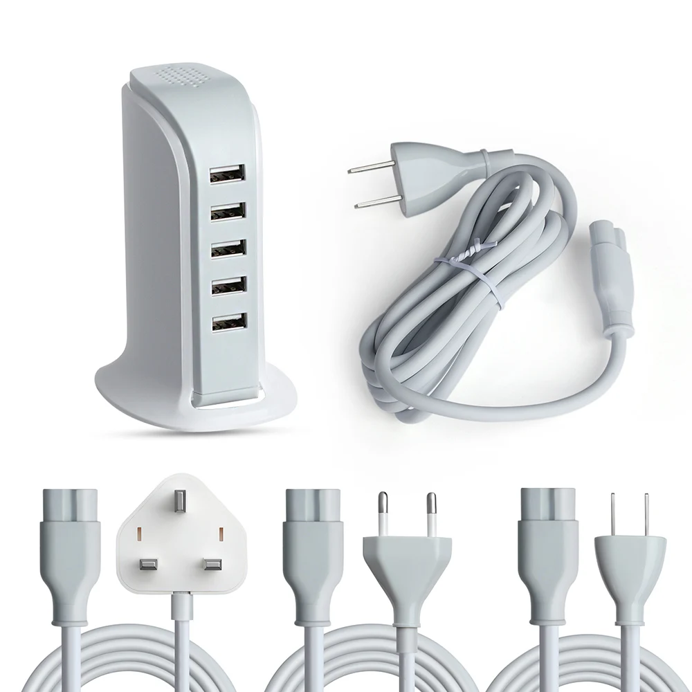 

1PC Universal Charge Dock Cell Phone USB Wall Charger 5 Port Charging Desktop Hub Adapter Smart Fast Charging Portable