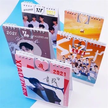 

2021 kpop Calendar STRAY KIDS TWICE TREASURE GOT7 SEVENTEEN xiao zhan wang yi bo Photo Desk Calendar Frame Kpop