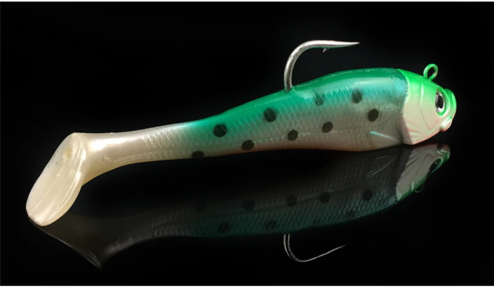 K8356 3D Fish Eyes Fishing Lure Lead Head Big Soft Bait Jig Sinking Crankbait Saltwater Soft Bait Single Hook 20cm 300g (4)