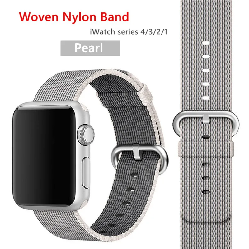 pearl Нейлоновый ремешок для Apple Watch 44 мм 40 мм iWatch 38 мм 42 мм спортивный тканевый браслет для часов Apple watch 5 4 3 2 1 38 - Цвет ремешка: pearl