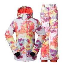 Fashion Womens Snow Suit Sets 10K waterproof windproof skiing Clothing snowboarding Wear Winter Snow jacket and ski pants Female