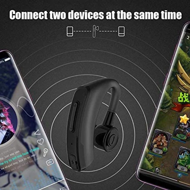 V11 Business Headset Bluetooth V5 0 Headset Stereo In Ear Earphone with Call Mic Earhook Headset