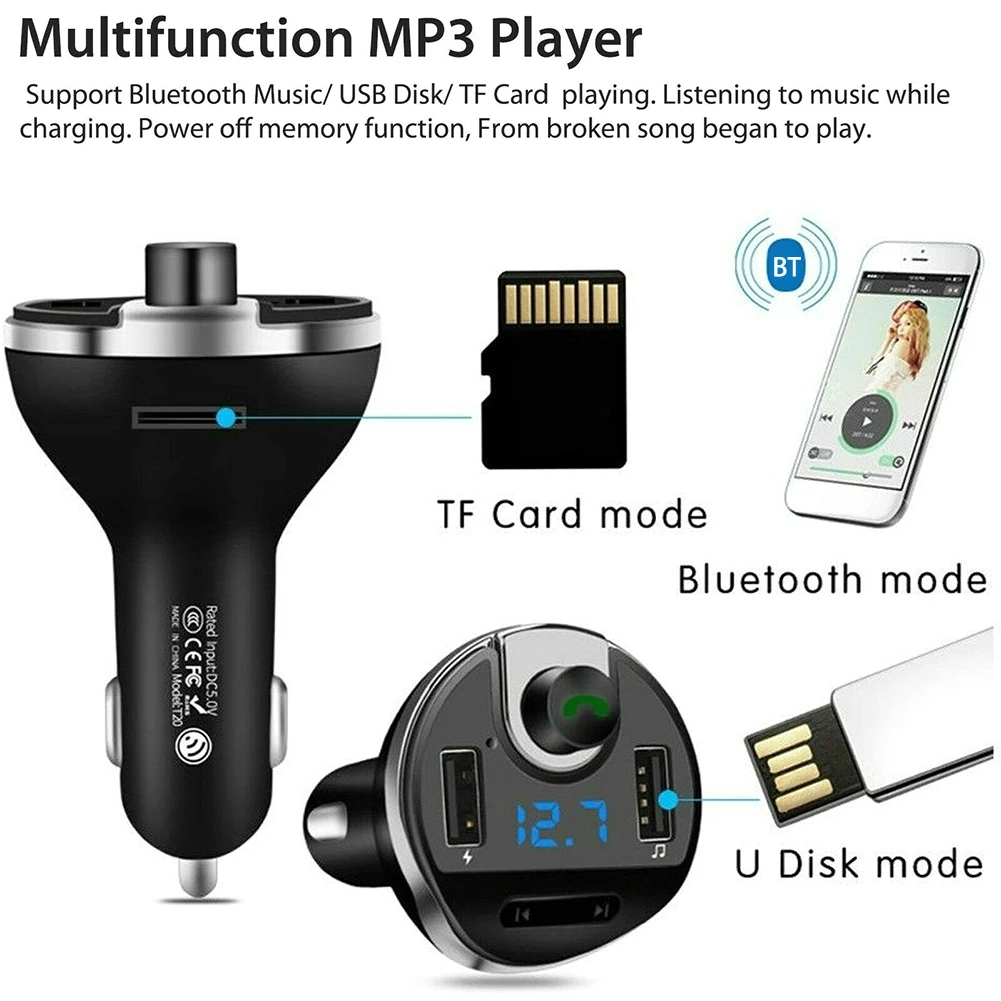 Беспроводной автомобильный Bluetooth MP3 Playe fm-передатчик Hands-free автомобильный комплект аудио 3.1A двойной usb порт быстрое зарядное устройство MP3 радио адаптер