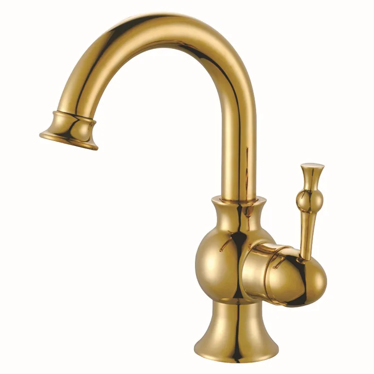 

Benefit Margin Full Copper Cold Hot Water Basin Faucet European Gold-plated Basin Faucet