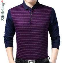 Брендовая Повседневная полосатая теплая зимняя рубашка поло для фитнеса, мужская рубашка из Джерси, мужские футболки поло, модная одежда 02116