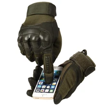 Full Finger Tactical Army Gloves Military Paintball Shooting Airsoft PU Leather Touch Screen Rubber Protective Gear Women Men
