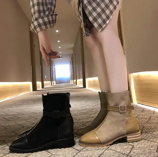 Winter Women Ankle Boots Plus Velvet Warm Martin 2019 Trend New Low Heel Booties Ladies Comfortable Wild Thick Shoes |