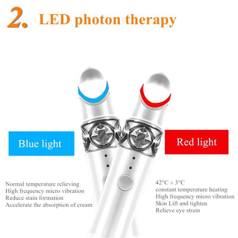 AOKO, портативный Электрический прибор для красоты глаз и губ, массажер против морщин для глаз, антивозрастной Уход за губами, светодиодный фотонный терапевтический прибор, USB