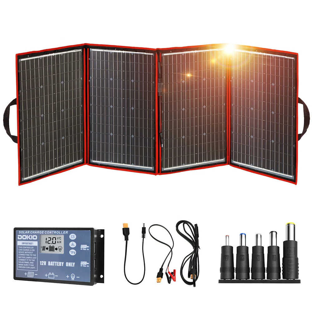 Солнечные панели Dokio складные 200 Вт (50 x 4 шт.) 18 в 12 В|black solar panel|solar panel 200wpanel |
