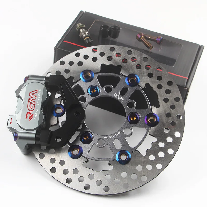 Ti-220mm-set Тормозной суппорт для мотоцикла+ адаптер тормозного насоса Кронштейн+ 220 мм тормозной диск для Yamaha Aerox Nitro BWS 100 JOG 50 rr - Цвет: Ti-220mm-set