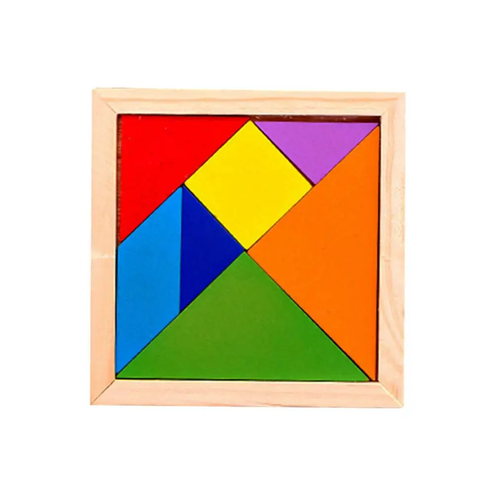 Multi-Color Детские деревянные пазлы, красочные шестигранные танграммы, настольные IQ игры, Развивающие детские игрушки, подарок - Цвет: Multi-Color