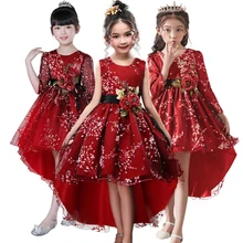 Хорошее качество; платье принцессы для девочек с цветочным рисунком; Элегантное свадебное и вечернее платье; одежда для детей; платья для детей от 3 до 12 лет