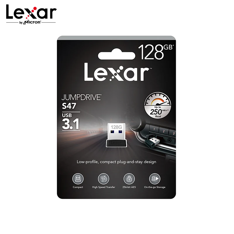 Lexar JumpDrive S47 флеш-накопитель USB 3,0 128 Гб 64 Гб оперативной памяти, 32 Гб встроенной памяти, высокая скорость мини флэш-накопитель USB 3,0 флэш-накопитель до 100 МБ/с. U диск для ПК