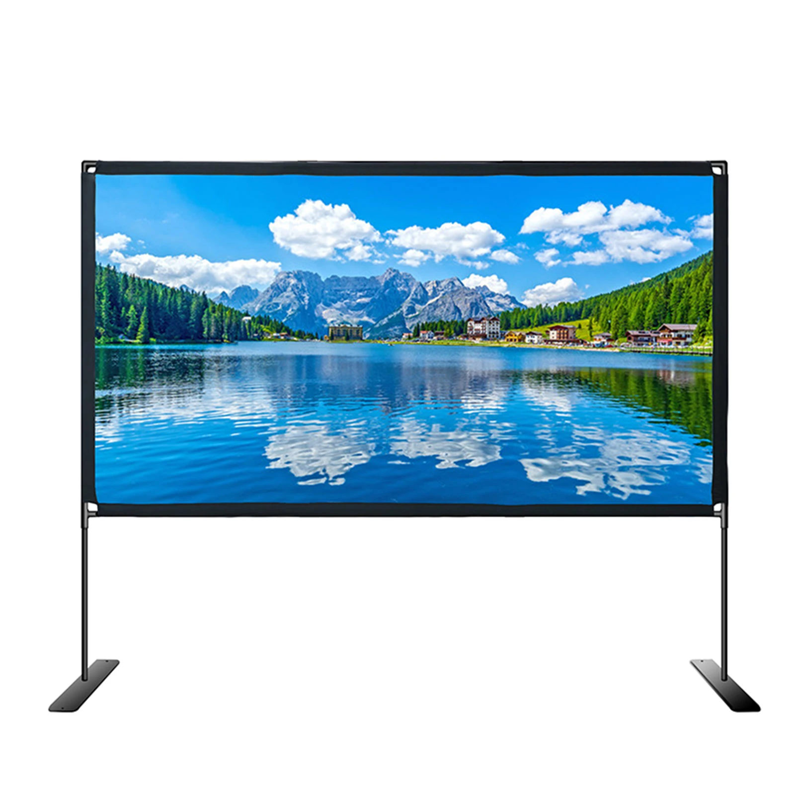 Pantalla de proyector plegable cine casa y oficina, pantalla de proyección de pulgadas, 16:9, soporte para exteriores|Pantallas para - AliExpress