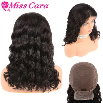 

13x4 Short Bob Lace Front Human Hair Wigs Pre plucked With Baby Hair 8"-14" Glueless Peruvian Deep Wave Remy Wig Bleached Knots