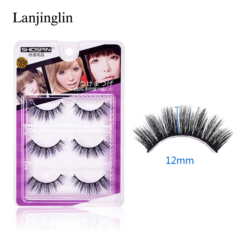 LANJINGLIN 3 Pairs 3D Mink Lashes Thick False Eyelash Extension Soft Natural Fake Eyelashes Makeup Full Strip #3d-05 | Красота и