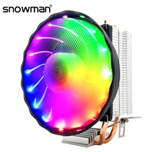 Снеговик 2 тепловые трубки Процессор кулер RGB 120 мм ШИМ 4Pin i5 PC тихий для Intel LGA 775 1150 1151 1155 1366 AMD AM2 AM3 Процессор Вентилятор охлаждения