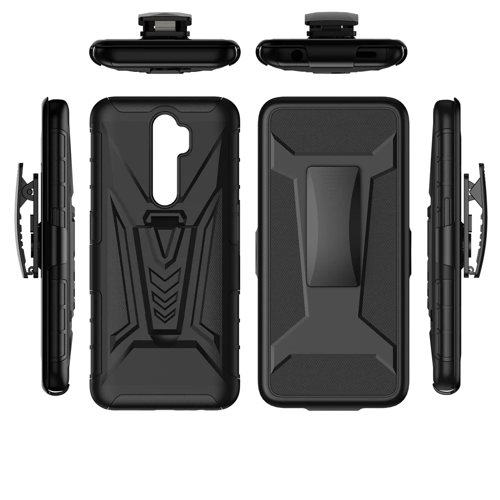 Защитный чехол с зажимом для ремня OPPO Find X2 Neo Reno 4 Lite F17 Pro A93 A9 A5 A72 A52 A92 A32 A8 A11K A5S