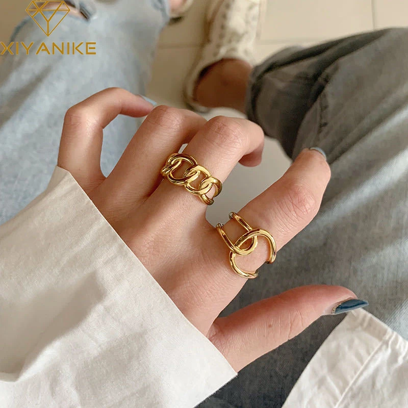 XIYANIKE 925 Sterling Silver Fashion Trendy Exaggerated Chain Cross Ring Female Cool Design Index Finger Handmade Jewelry Gift afbeelding