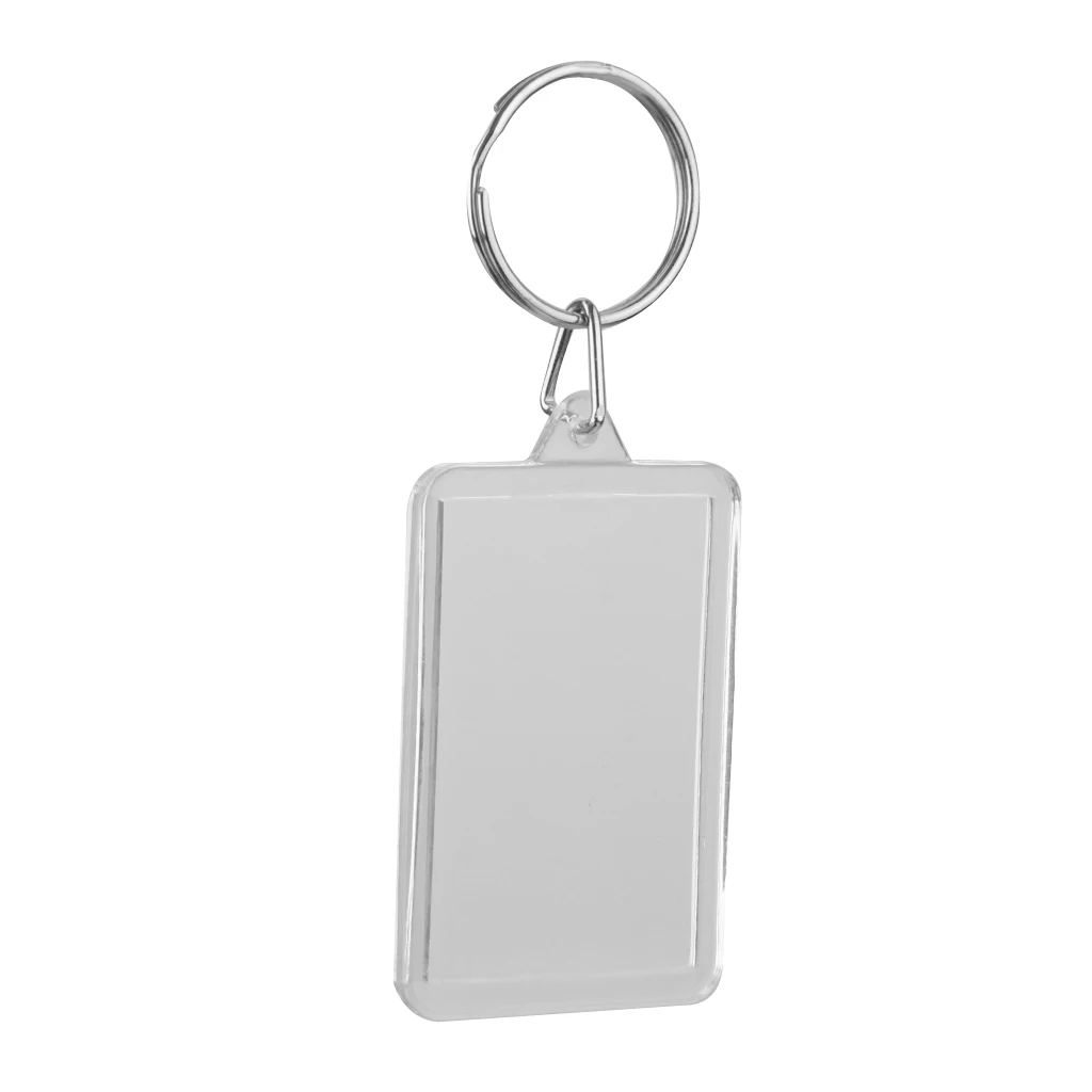 10x Blank Clear Acrylic Keyrings-Make Your Own Photo Keychains-Insert Any Photos