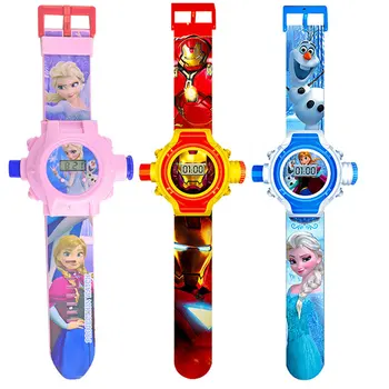 

New 24 Figure Projection Cartoon Children Watch Hello Kitty Spiderman Ironman Electronic Kids Watches