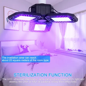 

60W Trefoil UV Disinfection Lamp Ceiling UVC Sterilization Light Disinfection Light Garage Light Folding Lamp Air Sanitizer