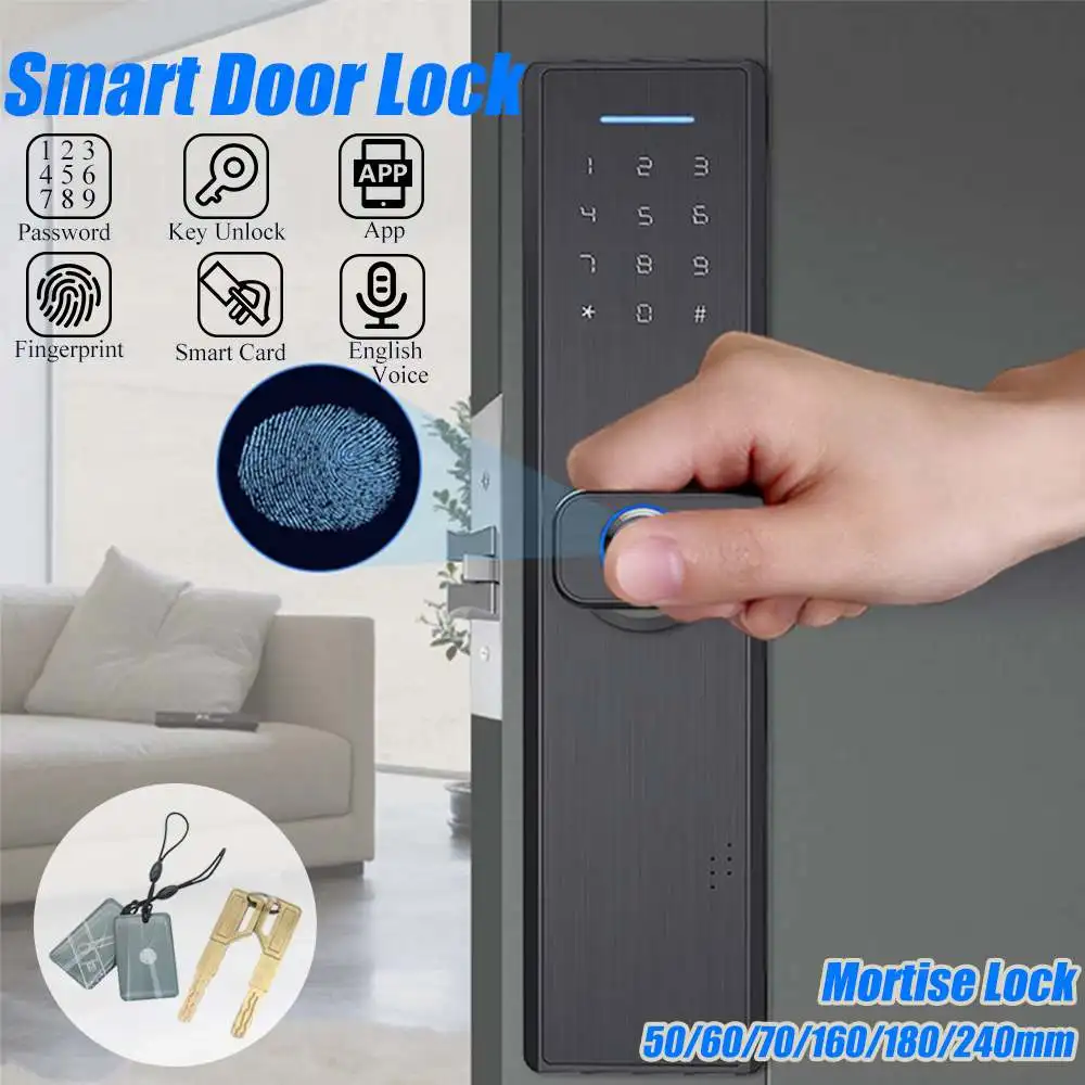 

6 Size Security Intelligent Smart Electronic Lock Biometric Fingerprint Lock With WiFi APP Key Password Smart Card RFID Unlock
