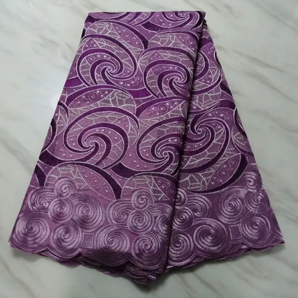 Новейшая африканская кружевная ткань высокое качество нигерийская вышитая Цветочная сетка кружева французская восковая кружевная ткань для женского платья Шитье - Цвет: light purple