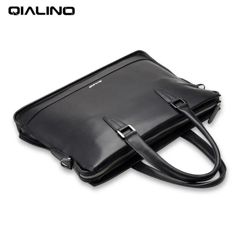 - QIALINO Genuine Leather Laptop Bag for Macbook 13inch Portable Business Shoulder Bag for Notebook 121314 inch Soft Handle