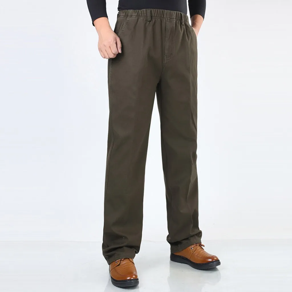 Womail Men's Pant Autumn Loose Business Casual Straight Pant Male leisure trouser elastic middle-aged pant Straight trouser P108