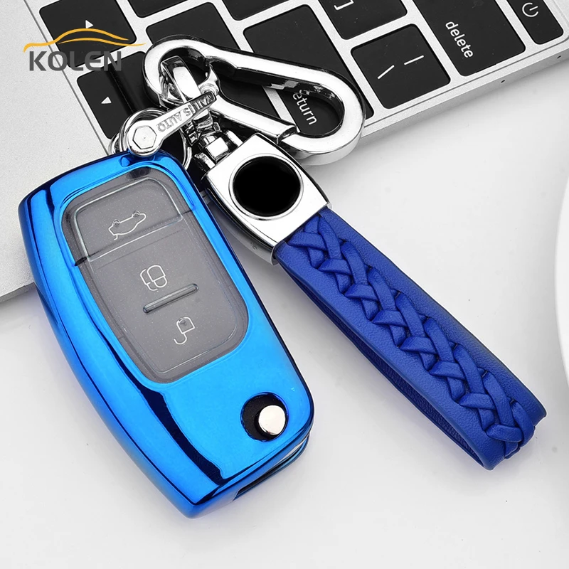 Soft TPU Car Remote Key Case Cover For Ford Fiesta Focus 3 Ecosport Kuga B-Max C-Max Escape Folding Key Holder Shell Accessories - H4472c16cb1d34c988e4d391def3af7bb6