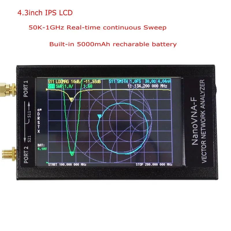 Online Free shipping NanoVNA F VNA HF VHF UHF Vector Network Antenna Analyzer + 4.3 inch IPS LCD + Metal Case + 5000mAh Battery