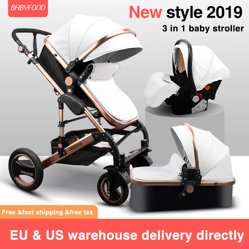  3 in 1 baby stroller High landscape baby stroller sleeping basket carriage Europe 2 in 1 newborn pr