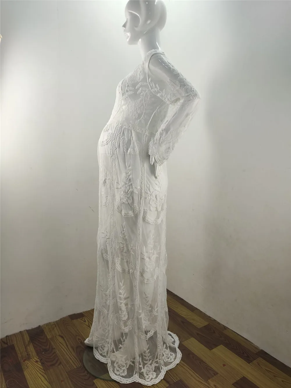 White Sexy Maternity Dresses Photography Props Lace Fancy Maxi Gown Maternity Clothes Pregnancy Dress For Women Photo Shooting (2)