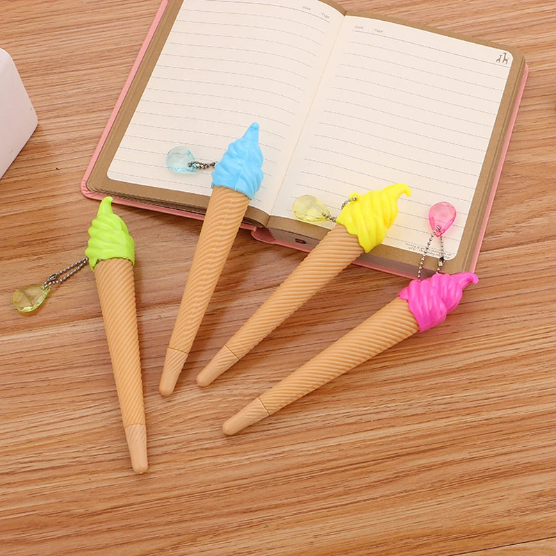2pcs Ice Cream Shape Gel Pen Black Ink Writing Pens Papeleria Cute Stationery Kids Priase Gifts School Office Supplies |
