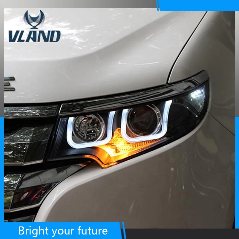 Special Offers VLAND Car Head Lamp for Ford Edge Headlights 2010 2011 2012 2013 2014 Front Lights With Bi-xenon Projector And LED DRL