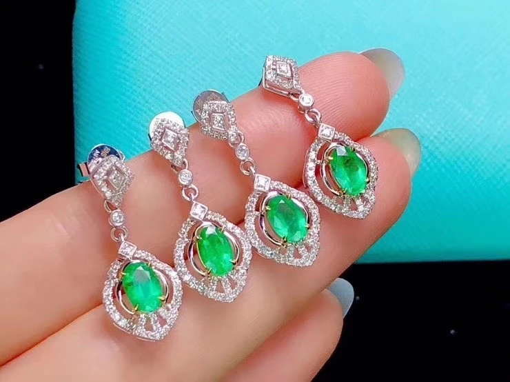 KJJEAXCMY Fine Jewelry 925 sterling silver inlaid natural gemstone Emerald female earrings Ear studs noble support detection