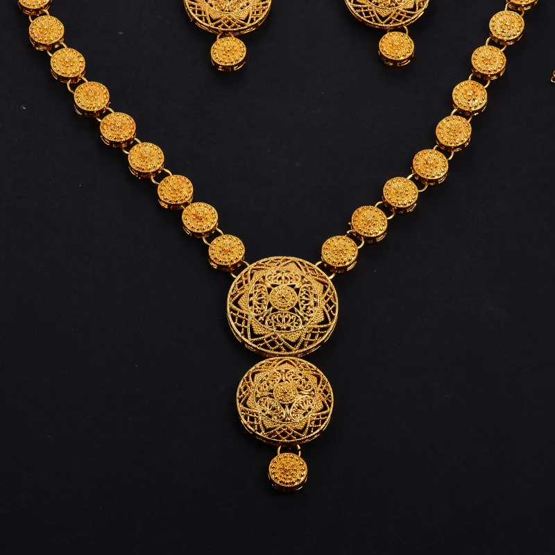 Najtaniej Wando indie zestaw biżuterii złoty kolor miedziany naszyjnik kolczyki Arab Dubai Wedding Party Jewelr zestaw prezenty dla mamy pasek na prezent box