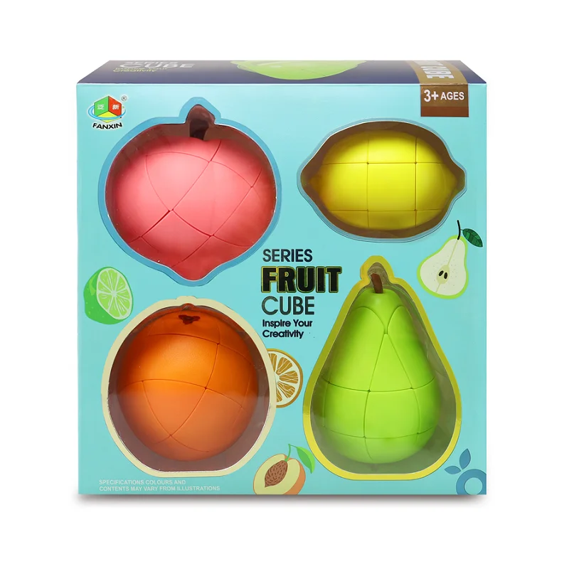 

Newest FanXin Fruit Magic Cube Pack Professional Stickerless Pear Orange Peach Cube Puzzle Game Speed Cubing Funny Toys