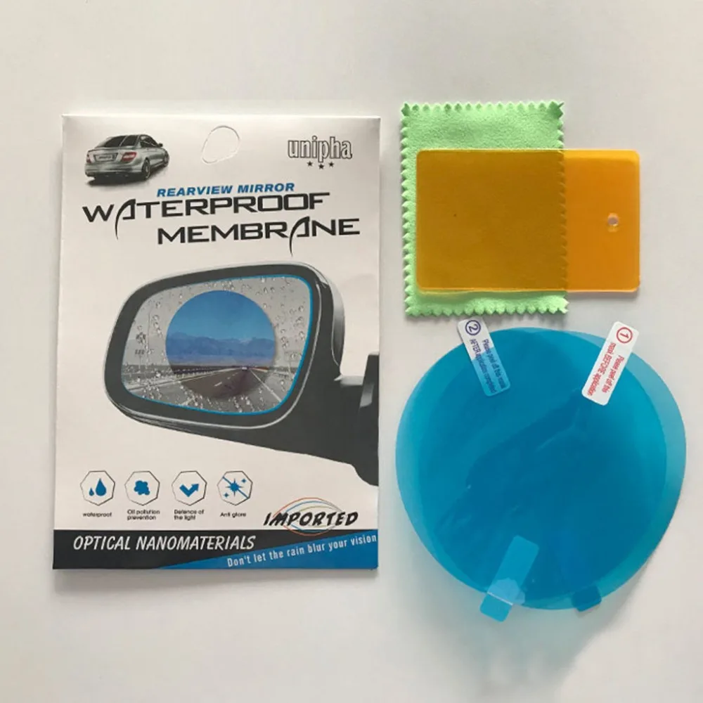 6PC car rear view mirror rain film 2pc10x10cm round bare film 2pc10x14.5cm elliptical bare film 2pc17.5x20cm side window 30N (3)