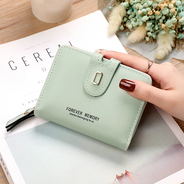 6-Colour Fashion Women Folded Small Wallets PU Leather Mini Short Coin Purse Ladies Female Multifunction Card Holder Clutch Green