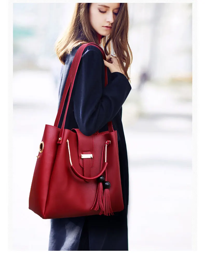 SMOOZA/женская сумка с кисточками, сумки с ручками сверху, женские сумки известного бренда, женские сумки-мессенджеры, Набор сумок из искусственной кожи, композитная сумка