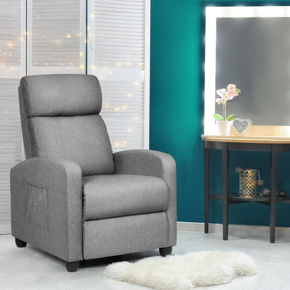 Massage Recliner Chair Single Sofa Fabric Padded Seat Theater Home W Footrest Gray Living Room Sofas Aliexpress