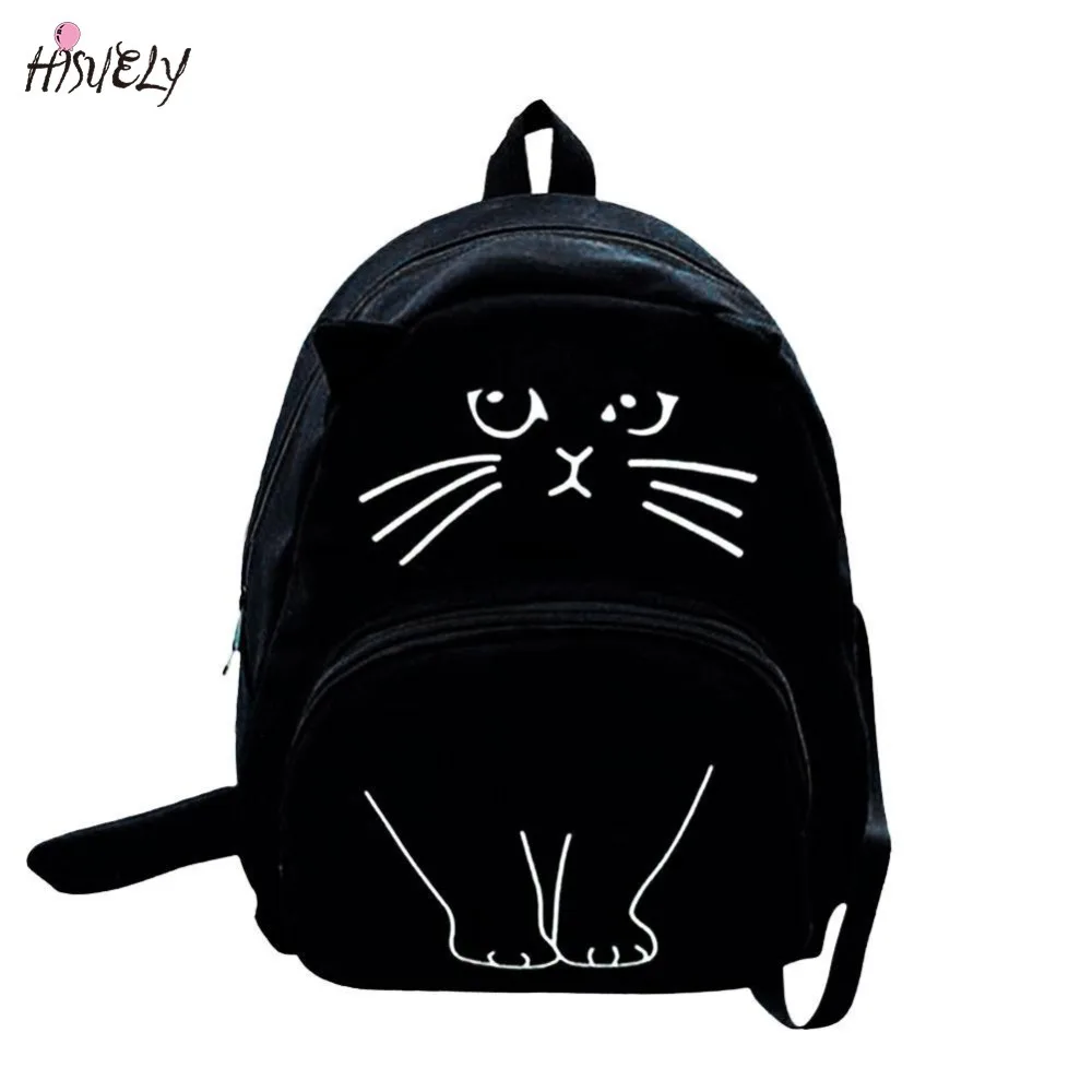Travel Backpack Schoolbag Mochila Rucksack Canvas Hand-Ba Cute Women Cat 3d-Printing