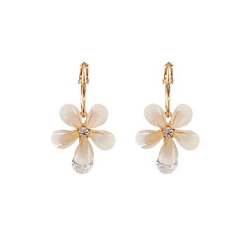 

LANFLORA new flower zircon women stud earrings for birthday gift copper alloy cheap factory shop earrings wholesale price